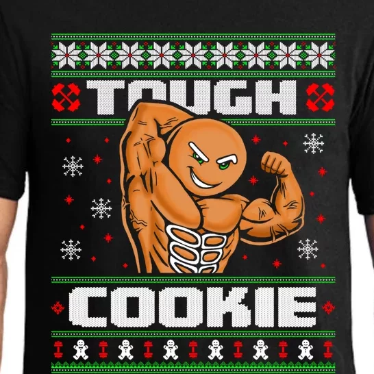 Funny Tough Gingerbread Cookie Ugly Christmas Sweater Gym Gift Pajama Set