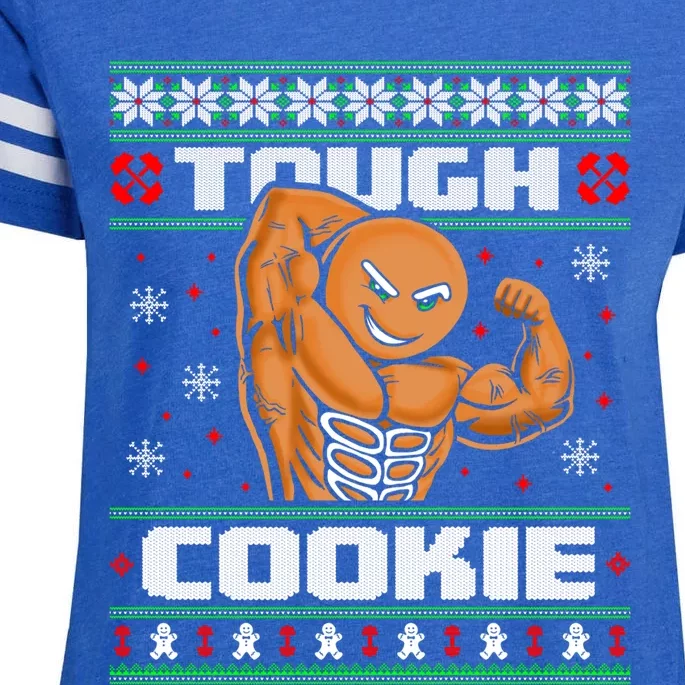 Funny Tough Gingerbread Cookie Ugly Christmas Sweater Gym Gift Enza Ladies Jersey Football T-Shirt