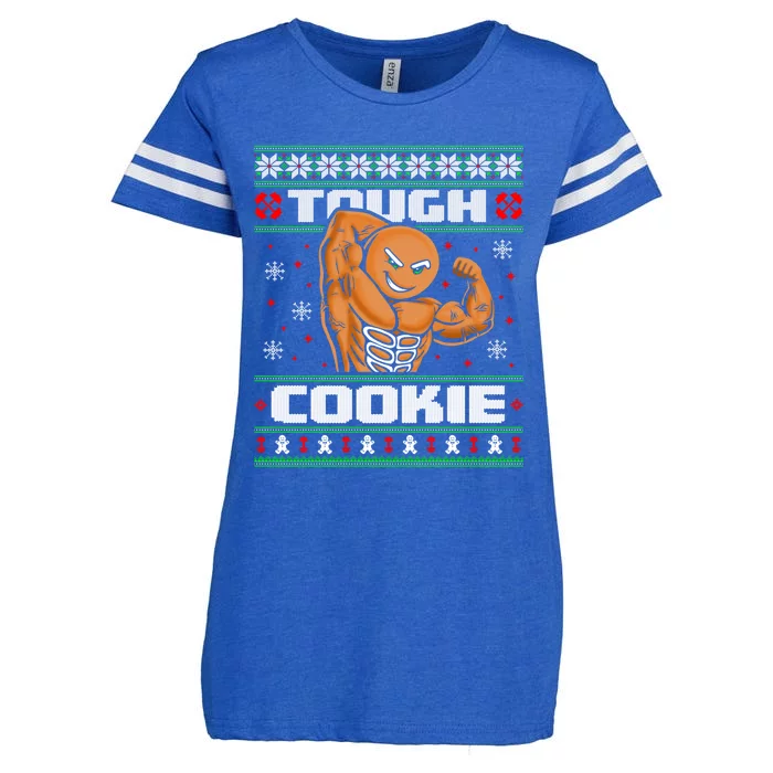 Funny Tough Gingerbread Cookie Ugly Christmas Sweater Gym Gift Enza Ladies Jersey Football T-Shirt