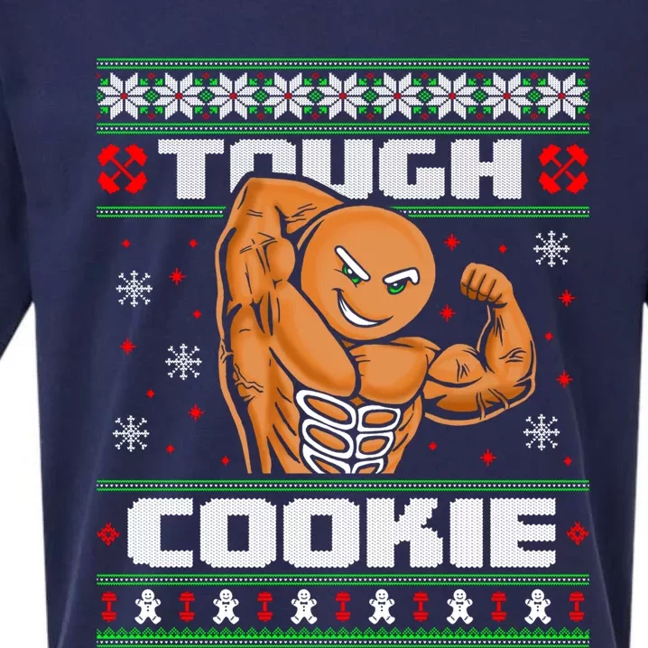 Funny Tough Gingerbread Cookie Ugly Christmas Sweater Gym Gift Sueded Cloud Jersey T-Shirt