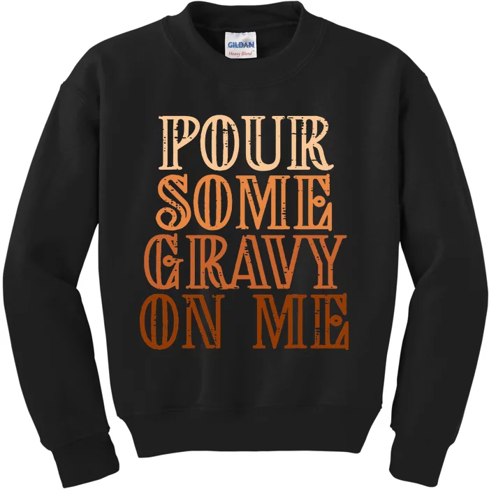 Funny Thanksgiving Gravy Pouring Festive Apron Kids Sweatshirt