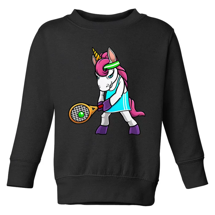 Funny Tennis Gift For Women Unicorn Lovers Cool Sports Toddler Sweatshirt