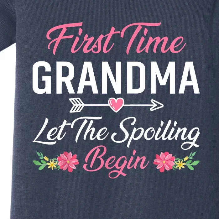 First Time Grandma Let The Spoiling Begin Birthday Grandma Baby Bodysuit