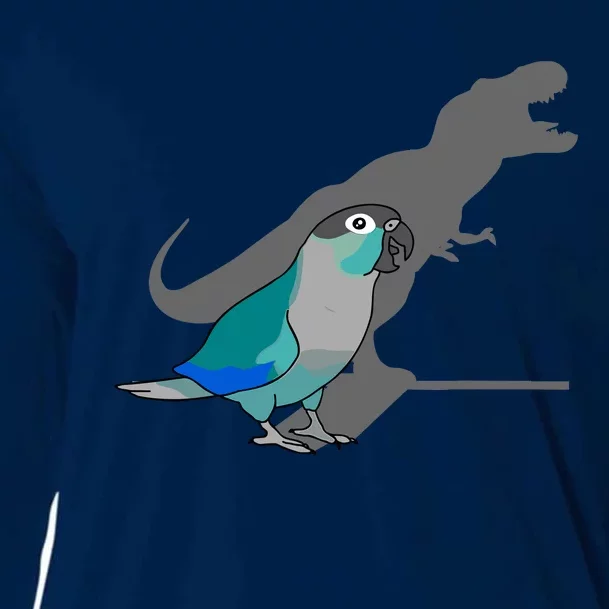 Funny Turquoise Green Cheeked Conure Trex Dinosaur Parrot Cooling Performance Long Sleeve Crew