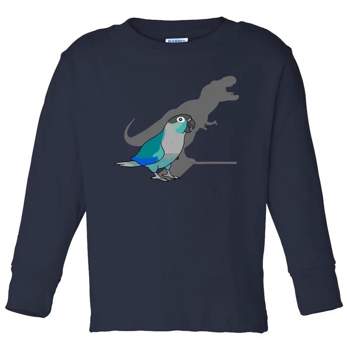 Funny Turquoise Green Cheeked Conure Trex Dinosaur Parrot Toddler Long Sleeve Shirt