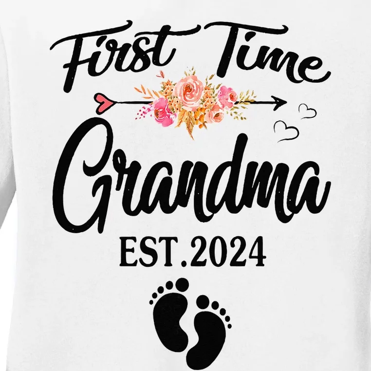 First Time Grandma 2024 Pregnancy announcement New Grandma Ladies Long Sleeve Shirt