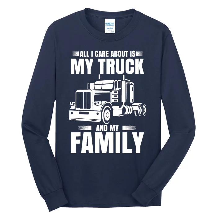 Funny Trucker Gifts Truck Driver Husband Semi Trailer Tall Long Sleeve T-Shirt