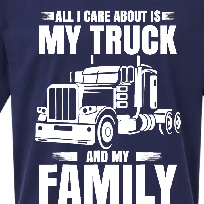 Funny Trucker Gifts Truck Driver Husband Semi Trailer Sueded Cloud Jersey T-Shirt