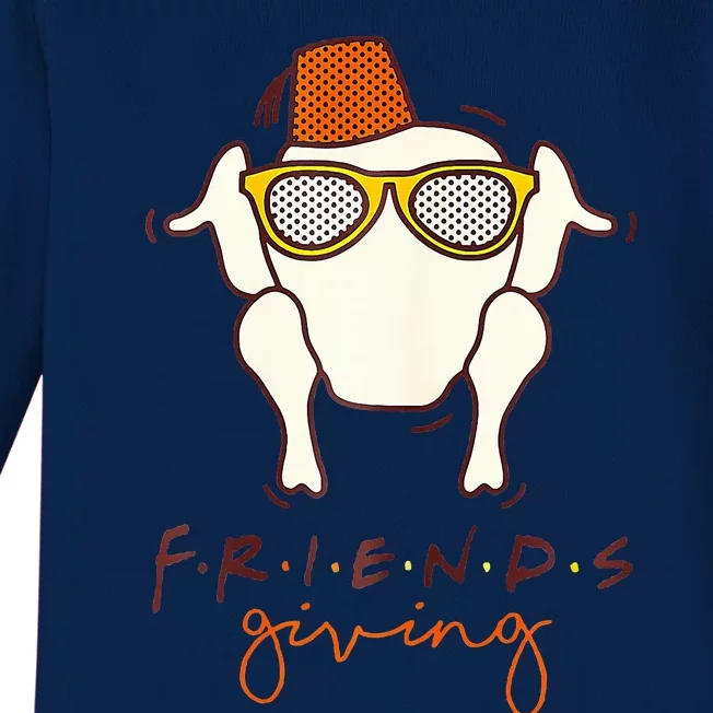 Friends Turkey Head Funny Thanksgiving Baby Long Sleeve Bodysuit