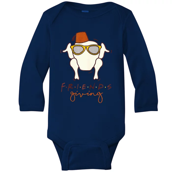 Friends Turkey Head Funny Thanksgiving Baby Long Sleeve Bodysuit