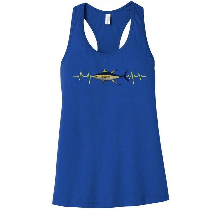 Fishing Tuna Heartbeat Fisherman Angler Fisher Saltwater Women's Racerback Tank