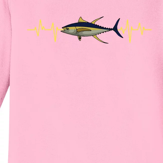 Fishing Tuna Heartbeat Fisherman Angler Fisher Saltwater Baby Long Sleeve Bodysuit