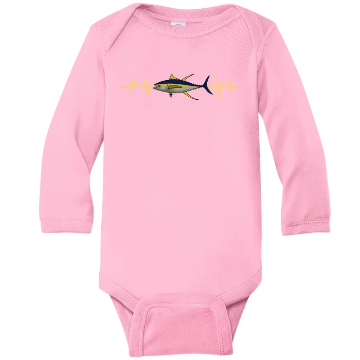 Fishing Tuna Heartbeat Fisherman Angler Fisher Saltwater Baby Long Sleeve Bodysuit