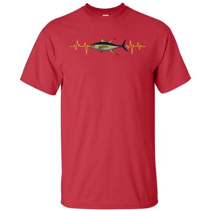 Fishing Tuna Heartbeat Fisherman Angler Fisher Saltwater Tall T-Shirt