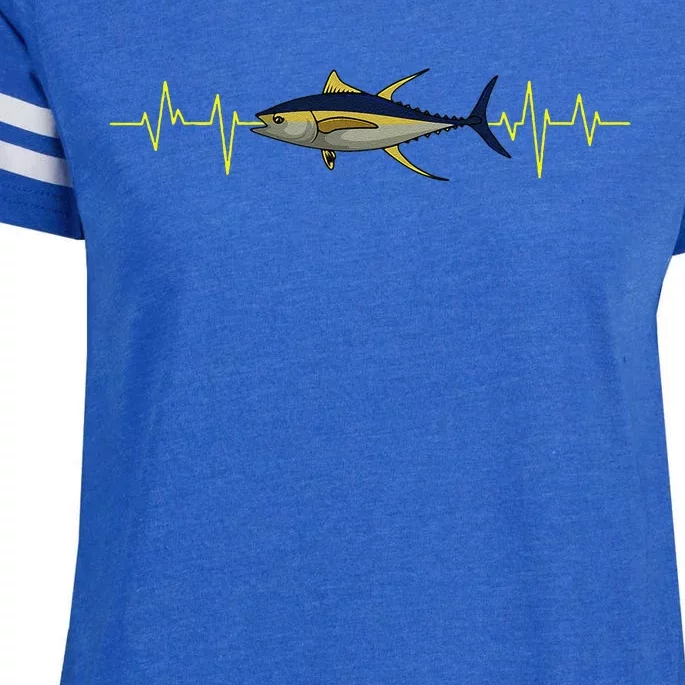 Fishing Tuna Heartbeat Fisherman Angler Fisher Saltwater Enza Ladies Jersey Football T-Shirt