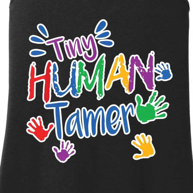 Funny Tiny Human Tamer Daycare Provider Teacher Gift Ladies Essential Tank