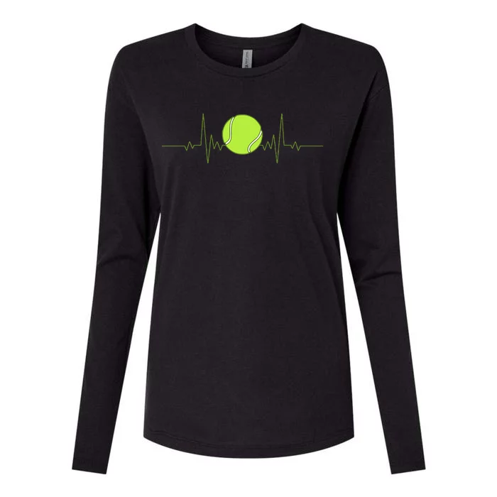 Funny Tennis Heartbeat Art For Tennis Player Womens Cotton Relaxed Long Sleeve T-Shirt