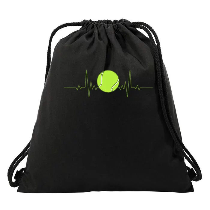 Funny Tennis Heartbeat Art For Tennis Player Drawstring Bag