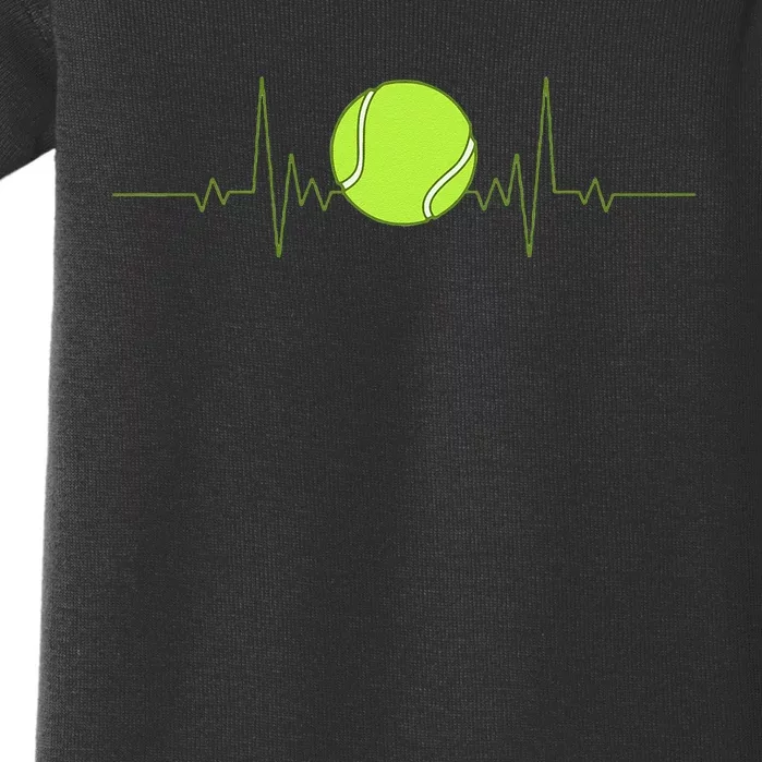 Funny Tennis Heartbeat Art For Tennis Player Baby Bodysuit