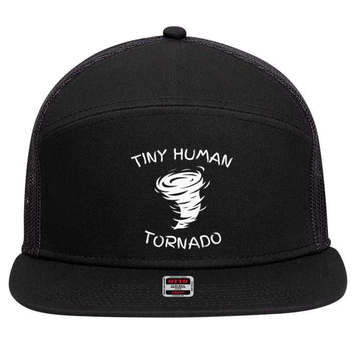 Funny Tiny Human Tornado 7 Panel Mesh Trucker Snapback Hat