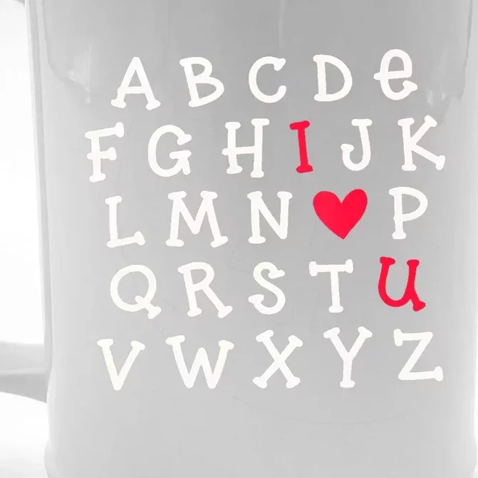 Funny Teacher Happy Valentine Alphabet I Heart U Teacher Gift Front & Back Beer Stein