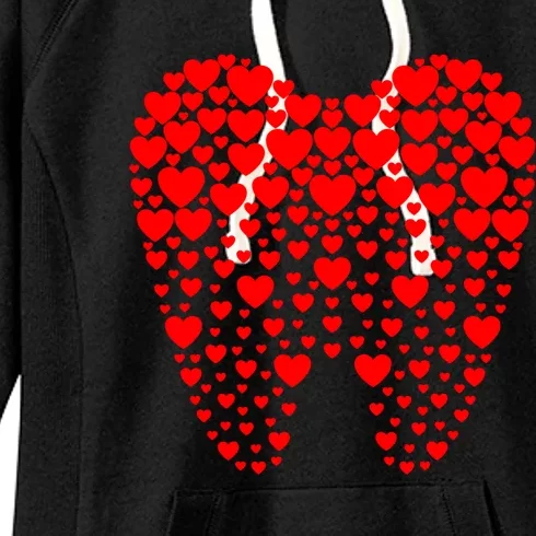 Funny Tooth Hearts Dental Hygienists Happy Valentine's Day Meaningful Gift Women's Fleece Hoodie