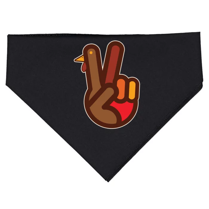 Funny Turkey Hand Thanksgiving Retro Peace Vintage USA-Made Doggie Bandana