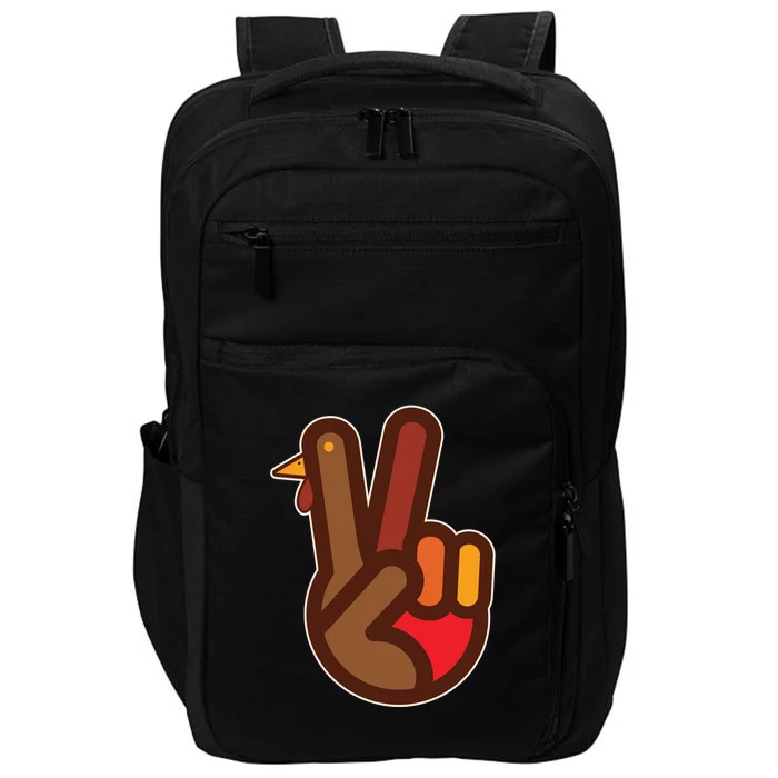 Funny Turkey Hand Thanksgiving Retro Peace Vintage Impact Tech Backpack