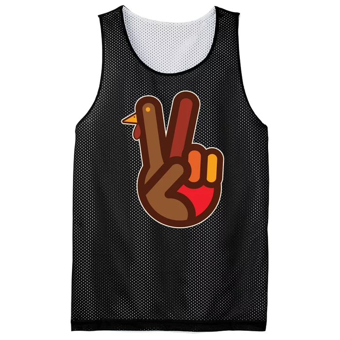 Funny Turkey Hand Thanksgiving Retro Peace Vintage Mesh Reversible Basketball Jersey Tank