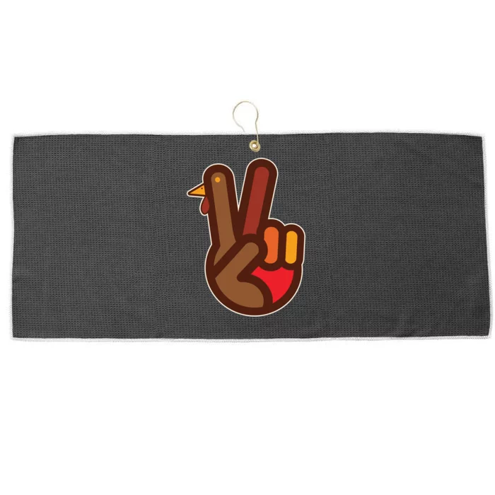 Funny Turkey Hand Thanksgiving Retro Peace Vintage Large Microfiber Waffle Golf Towel