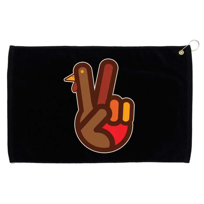 Funny Turkey Hand Thanksgiving Retro Peace Vintage Grommeted Golf Towel