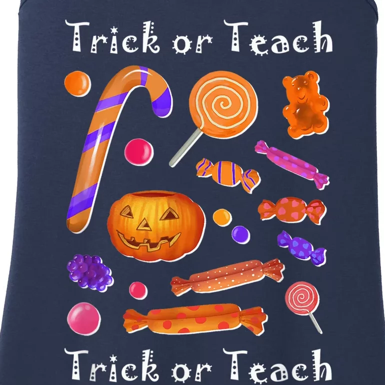 Funny Teacher Halloween Trick or Teach Ladies Essential Tank