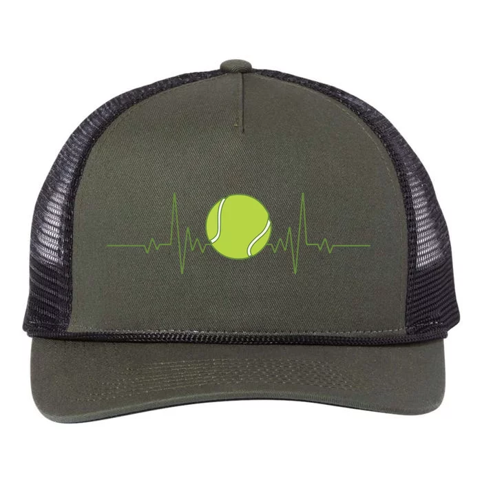 Funny Tennis Heartbeat Art For Tennis Player Retro Rope Trucker Hat Cap