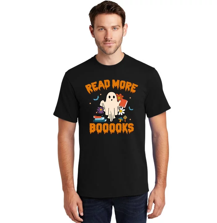 Funny Teacher Halloween Ghost Read More Books Cute Booooks Tall T-Shirt