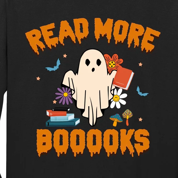 Funny Teacher Halloween Ghost Read More Books Cute Booooks Tall Long Sleeve T-Shirt