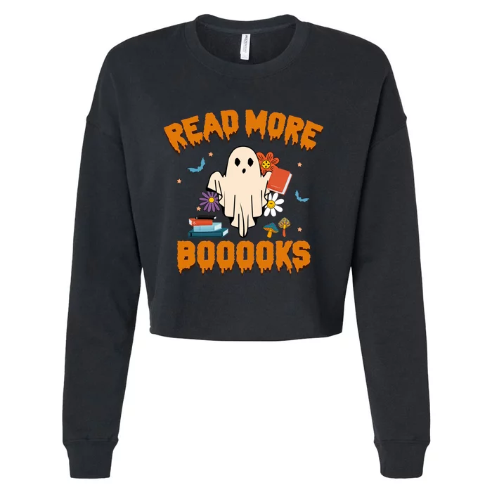 Funny Teacher Halloween Ghost Read More Books Cute Booooks Cropped Pullover Crew