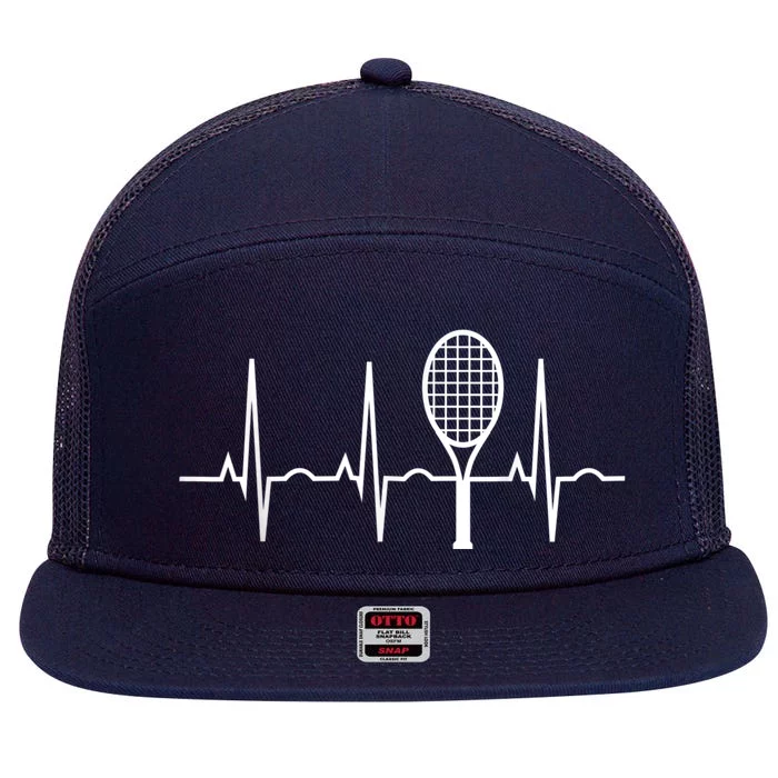 Funny Tennis Heartbeat Best Tennis Gift For Players Fans 7 Panel Mesh Trucker Snapback Hat