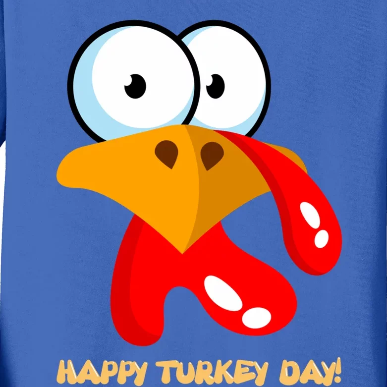 Funny Thanksgiving Happy Turkey Day Boy Girl Gift Kids Long Sleeve Shirt