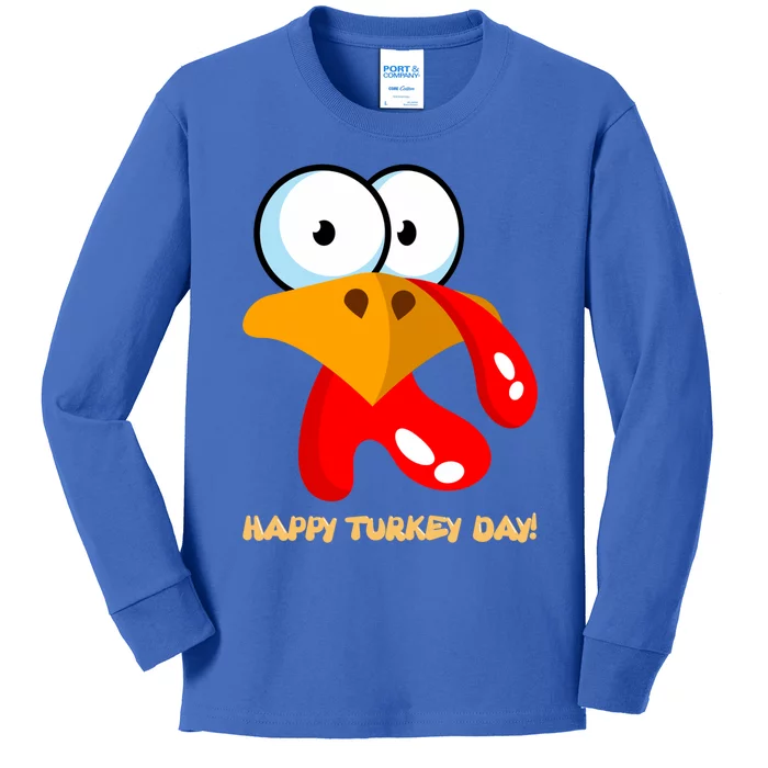 Funny Thanksgiving Happy Turkey Day Boy Girl Gift Kids Long Sleeve Shirt