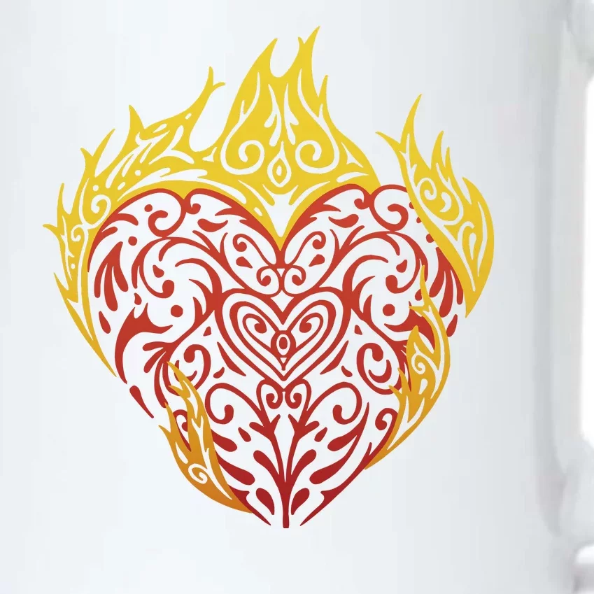 Flaming Tribal Heart Black Color Changing Mug