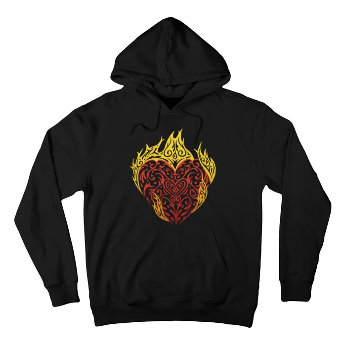 Flaming Tribal Heart Hoodie