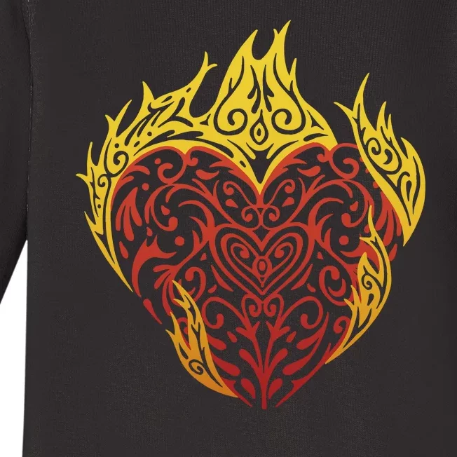 Flaming Tribal Heart Baby Long Sleeve Bodysuit