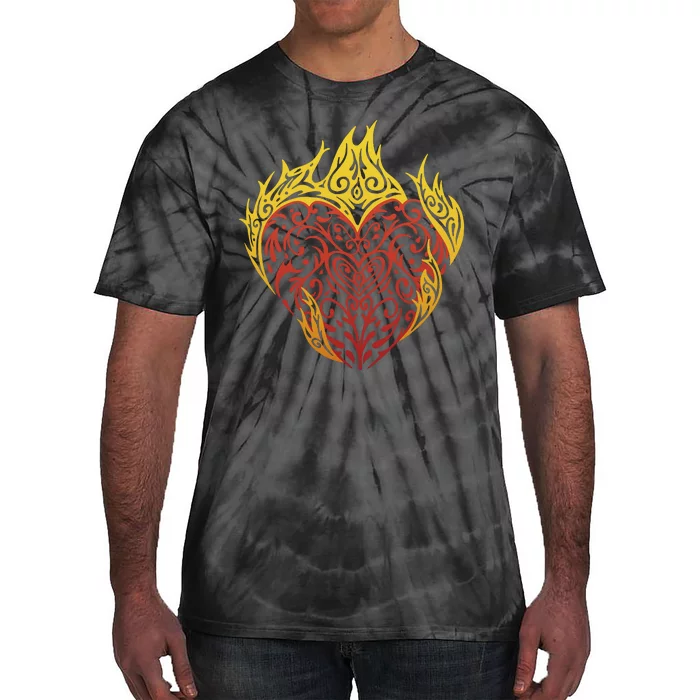 Flaming Tribal Heart Tie-Dye T-Shirt