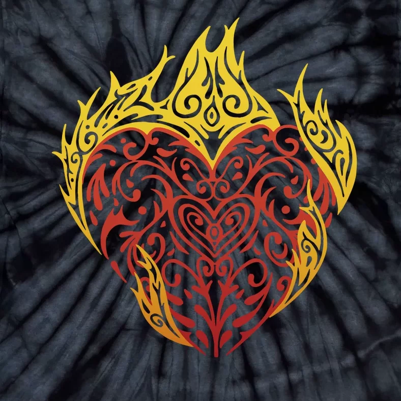 Flaming Tribal Heart Tie-Dye T-Shirt