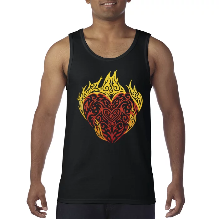 Flaming Tribal Heart Tank Top