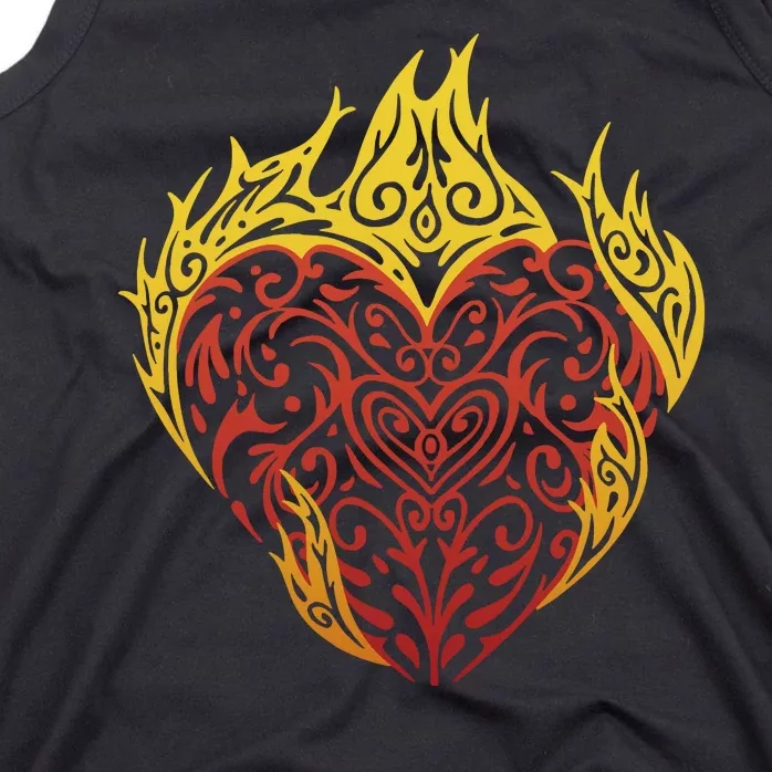 Flaming Tribal Heart Tank Top