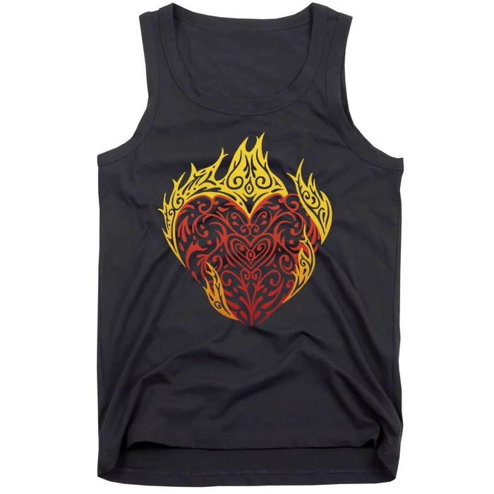 Flaming Tribal Heart Tank Top