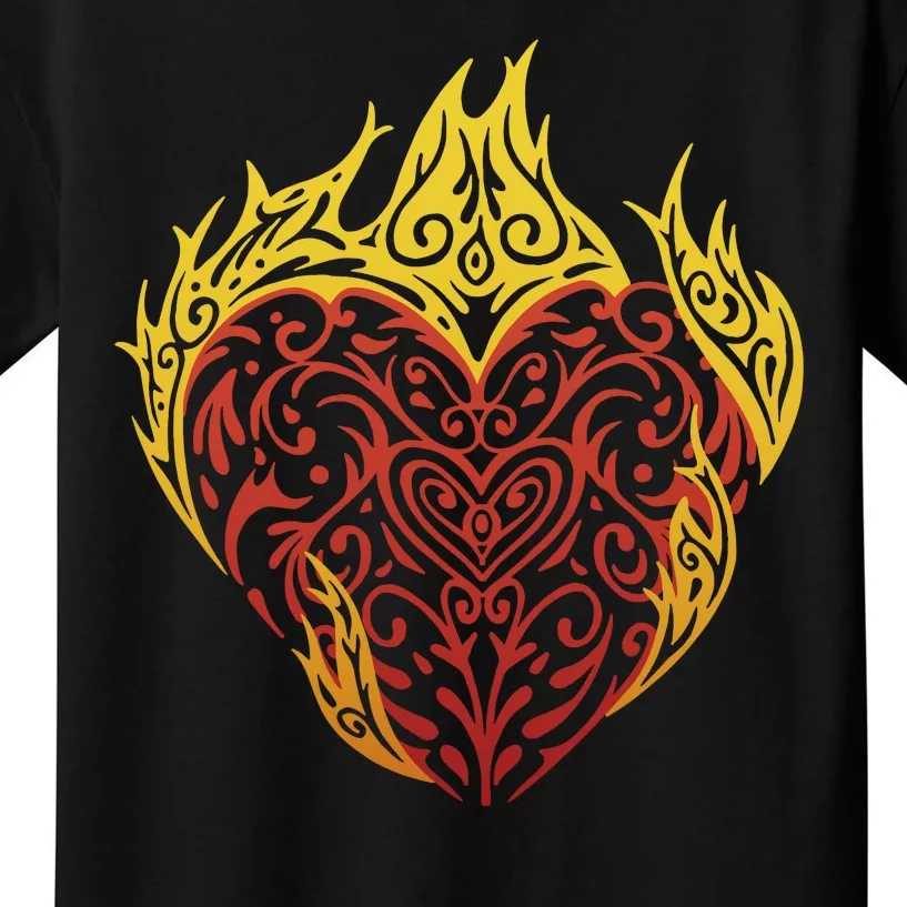 Flaming Tribal Heart Kids T-Shirt