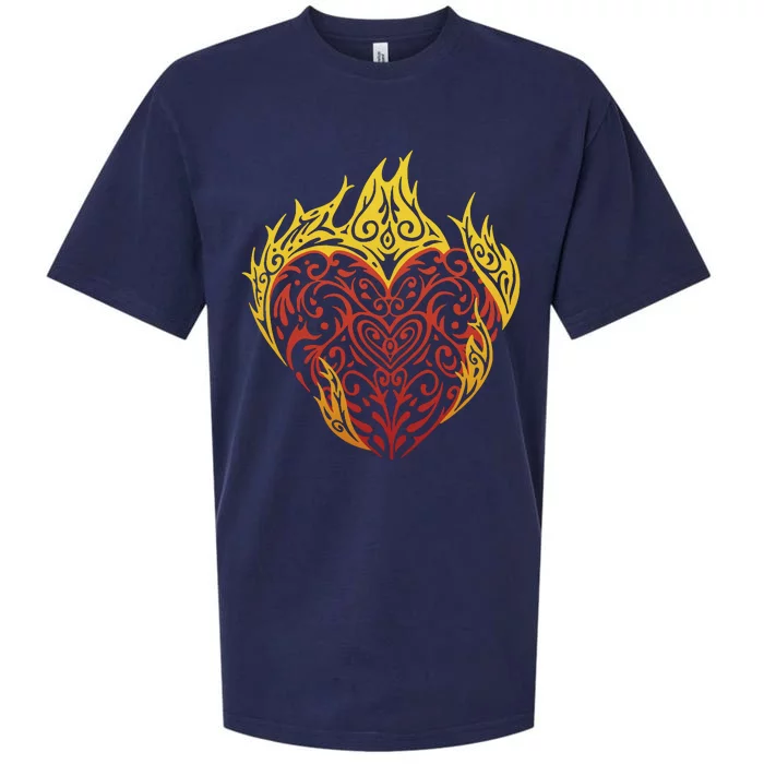 Flaming Tribal Heart Sueded Cloud Jersey T-Shirt