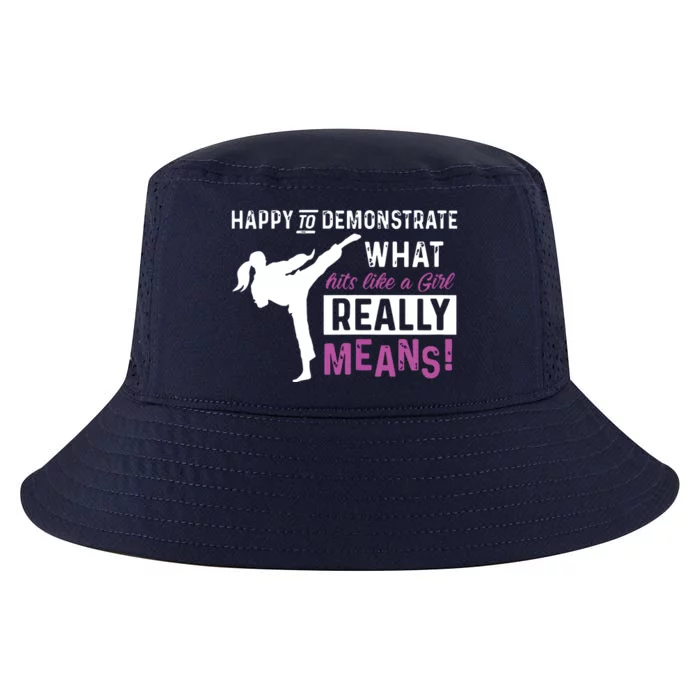 Funny Taekwondo Hits Like A Girl Martial Arts Cool Comfort Performance Bucket Hat